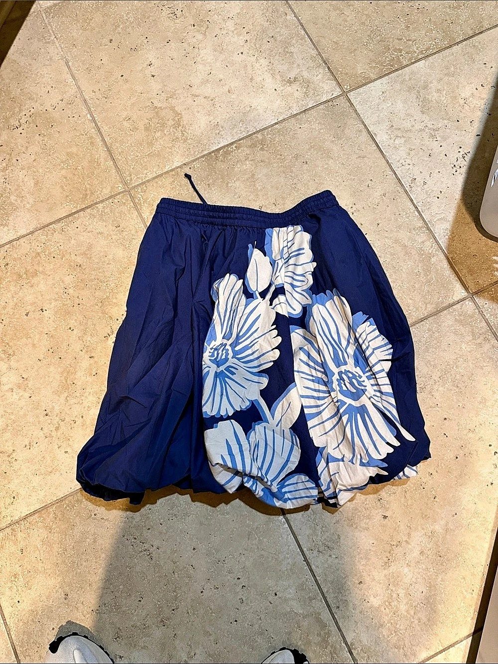 maeve Printed Bubble Mini Skirt Floral Circle Skirt in Blue & White Sz Small